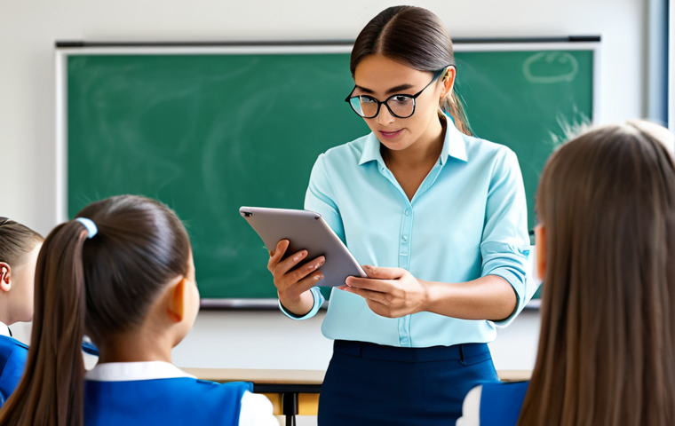 **

"A classroom scene with students wearing VR headsets, interacting with a virtual historical environment. The teacher is assisting a student, ensuring everyone is engaged. Classroom setting with desks and learning materials, bright and welcoming atmosphere, fully clothed students in school uniforms, appropriate content, safe for work, perfect anatomy, natural proportions, family-friendly, professional educational setting."

**
