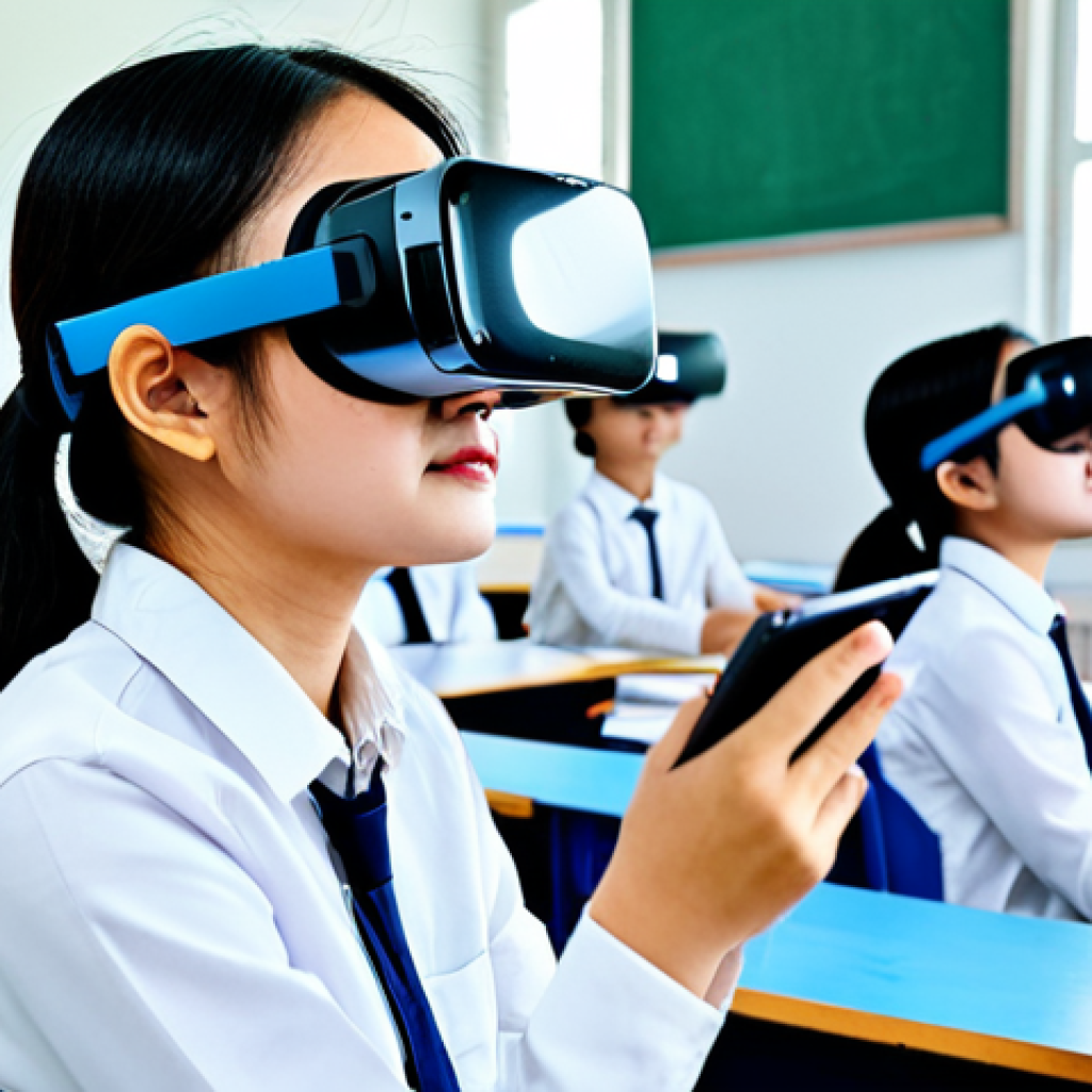 혼합현실 교육의 접근성 향상 방안 - Modern Hanoi Classroom**

A bright, airy classroom in Hanoi. Students are fully clothed in đồng phục...