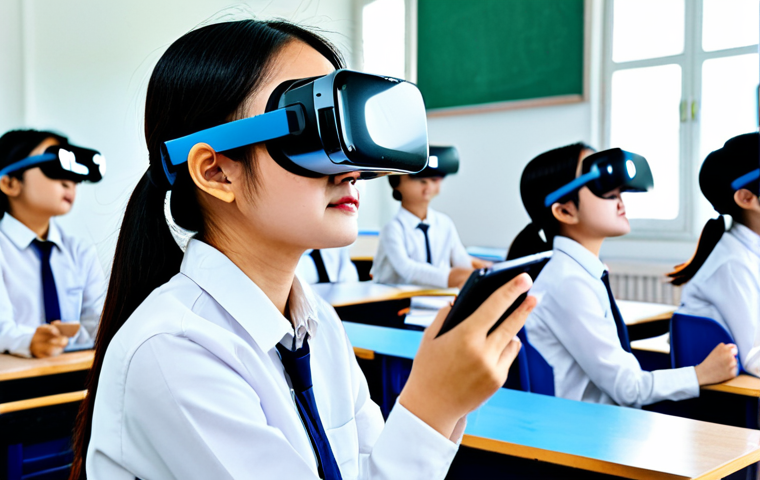 혼합현실 교육의 접근성 향상 방안 - Modern Hanoi Classroom**

A bright, airy classroom in Hanoi. Students are fully clothed in đồng phục...