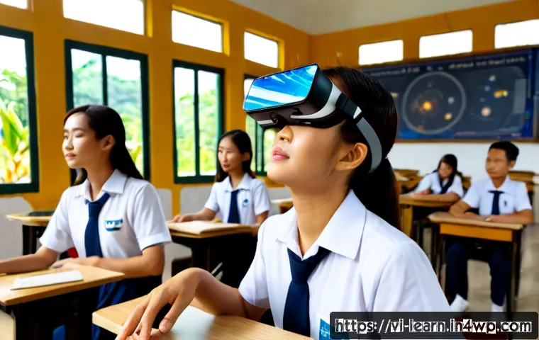 Home 17 혼합현실 교육 콘텐츠 제작 가이드 - Photorealistic mixed reality education content creation scene in a bright modern Vietnamese secondar...