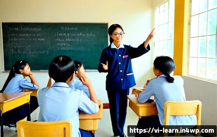 Home 17 혼합현실 교육의 커뮤니케이션 도구 - Photorealistic mixed reality classroom in Vietnam, a Vietnamese teacher wearing sleek transparent AR...