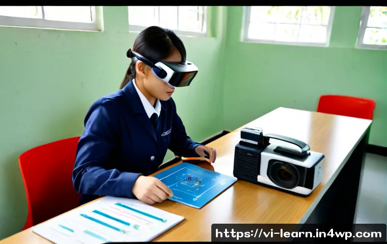 Home 17 혼합현실 교육에서의 피드백 메커니즘 - Photorealistic mixed reality classroom in Vietnam, a Vietnamese university student wearing a sleek a...