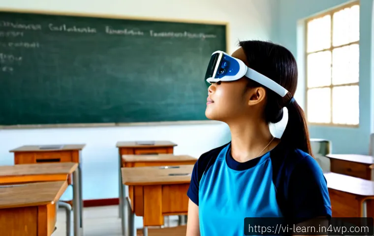 혼합현실 교육의 심리적 영향 - Photorealistic mixed reality education classroom in Vietnam, a Vietnamese university student wearing...